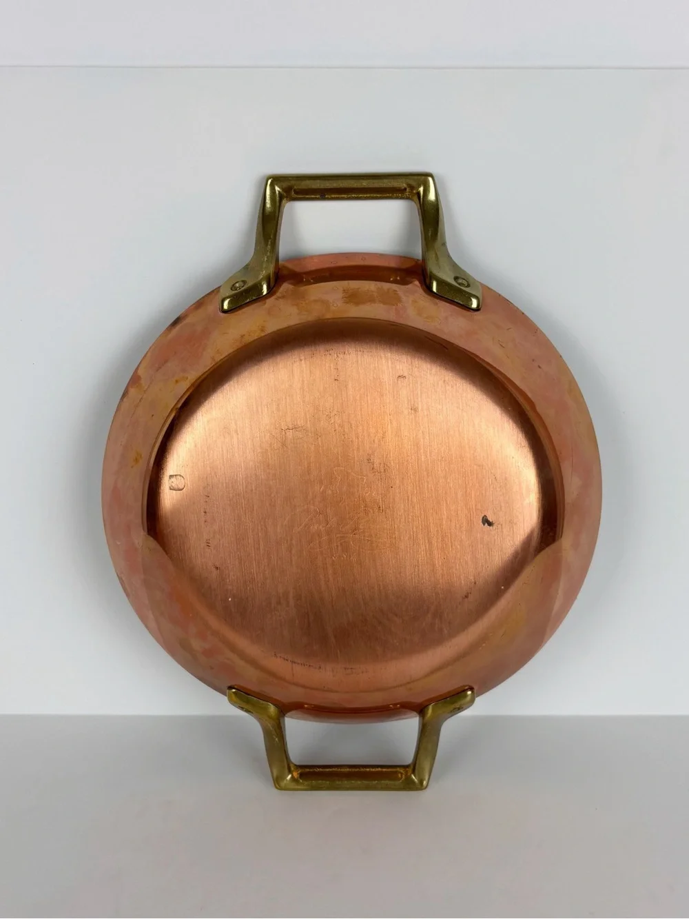 Vintage Paul Revere 1801 Signature Copper 8.5 inch Au Gratin Pan Brass Handles